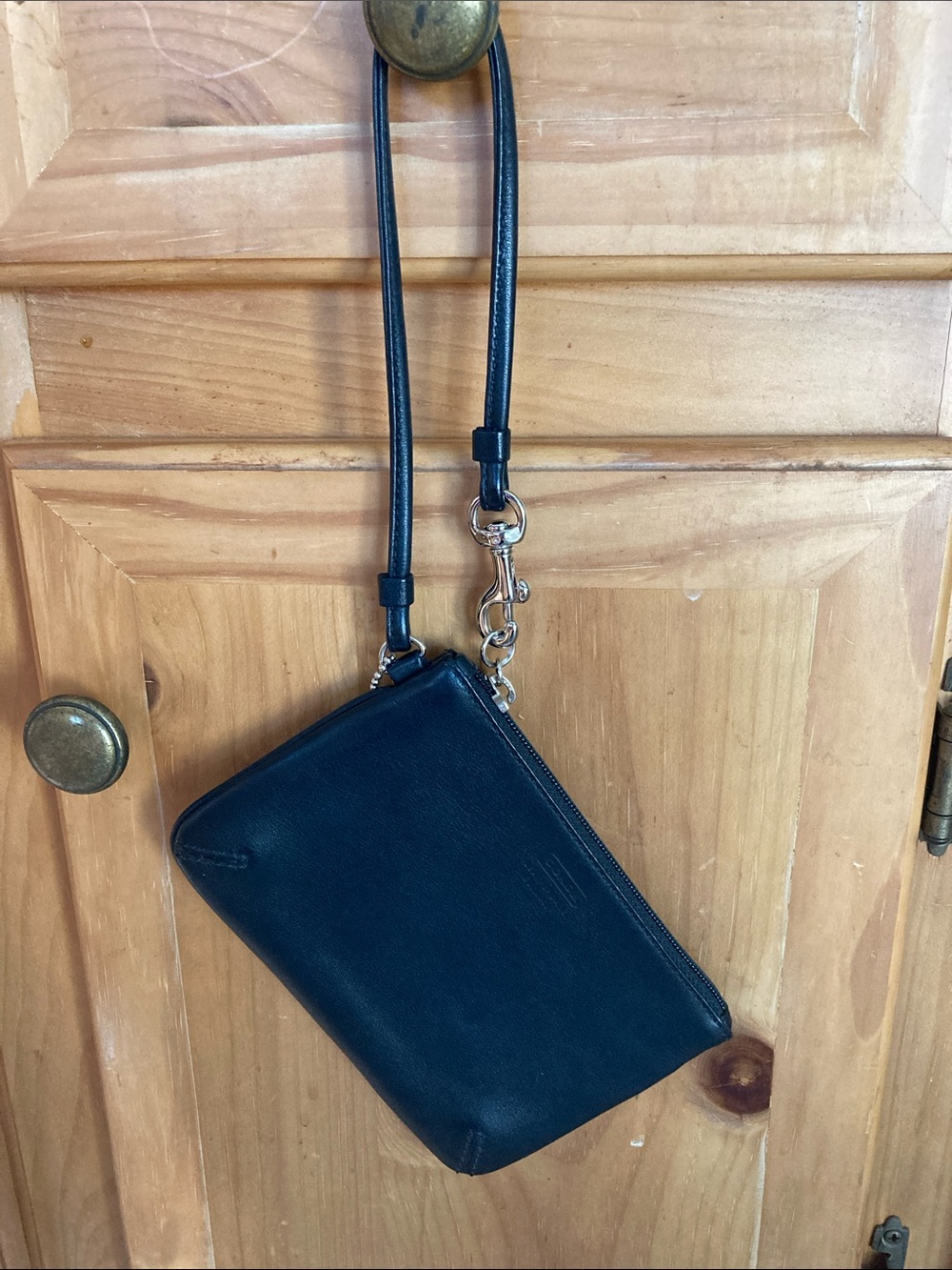 Coach Navy Leather Wristlet Crossbody - Picture 1 of 5